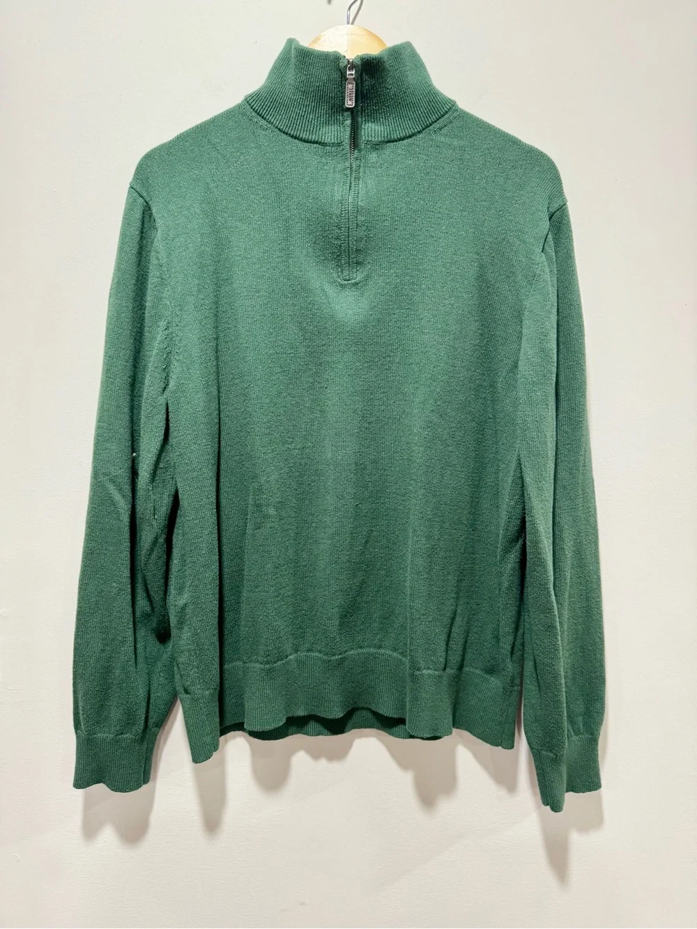 J.Crew Green 100% Cotton Quarter-Zip Mock Neck Pullover Sweater Size Men's XL